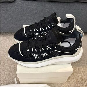 Y-3 Black and White Mesh Runner Sneakers
